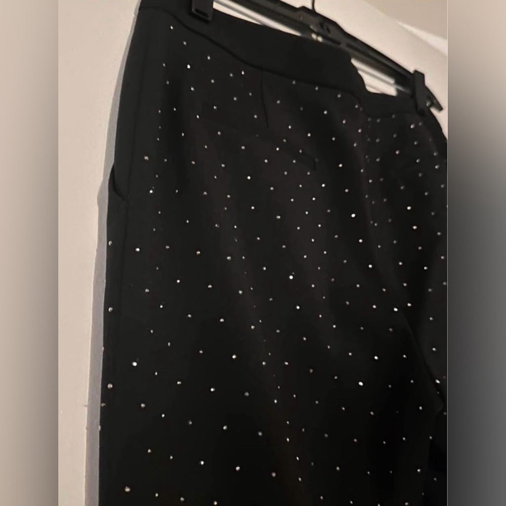 BCBGMaxAzria Black Embellished Straight Pants